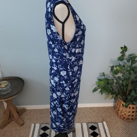 Banana Republic floral faux tie wrap sleeveless midi dress, womens size Large - Picture 4 of 8